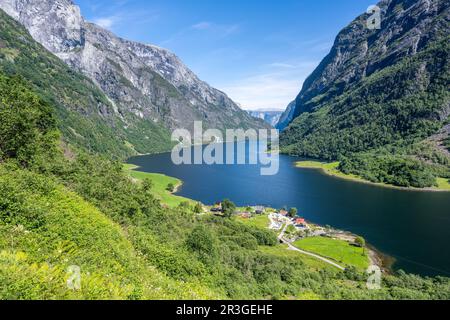 View to the famous Naeroyfjord in Norway, a UNESCO World Heritage Site Stock Photo