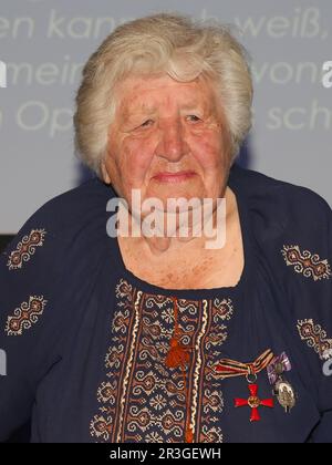 Ukrainian concentration camp survivor and contemporary witness Anastasia Gulej at an event in Magdeburg on 12.07.2022 Stock Photo