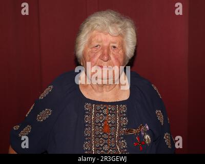 Ukrainian concentration camp survivor and contemporary witness Anastasia Gulej event July 12, 2022 Stock Photo