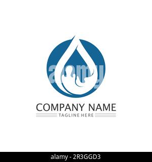 Water drop and wave icon Logo Template vector illustration design Stock Vector