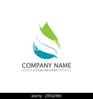 Water drop and wave icon Logo Template vector illustration design Stock Vector