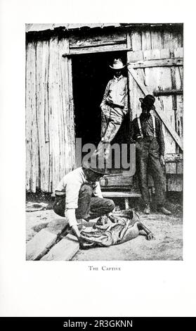 The Captive Alligator black and white photography from the book ' Highways and byways of the Mississippi Valley ' by Clifton Johnson, 1865-1940 Publication date 1906 Published in New York, The Macmillan company; from the See America First Series Stock Photo