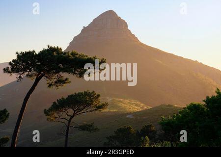 Sunset over Lionhead, Cape Town, South Africa Stock Photo