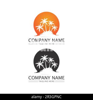 Palm tree summer logo template vector illustration Stock Vector