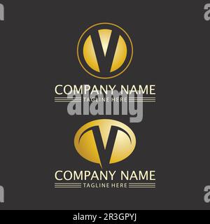 V Letter Lightning Logo Template vector icon illustration design Stock Vector