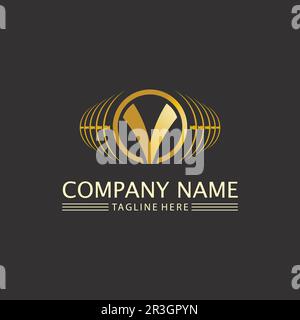 V Letter Lightning Logo Template vector icon illustration design Stock Vector