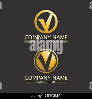 V Letter Lightning Logo Template vector icon illustration design Stock Vector