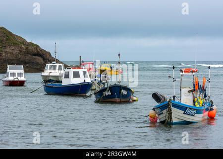 Boats in the harbour at Bude Stock Photo
