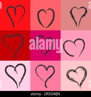 Set of hand drawn heart shape, Valentines Day concept icons, vector illustration Stock Photo