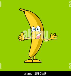 Happy cartoon banana with thumb up, healthy food concept, vector illustration Stock Photo