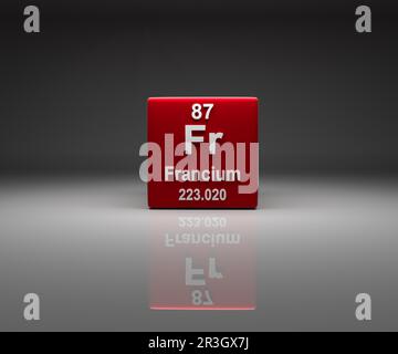 Fr Atom Cube with Francium number 87 periodic table, 3d rendering Stock Photo ...