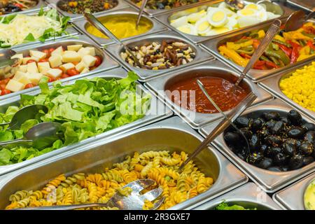 Colourful salad buffet in a restaurant Stock Photo