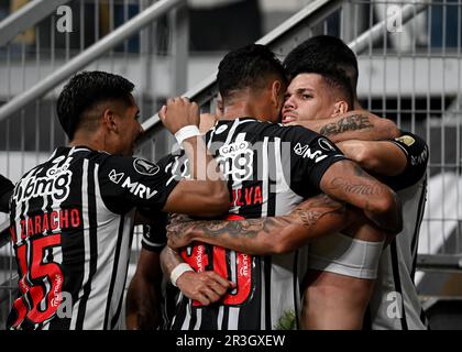 Belo Horizonte, Brazil. 24th May, 2023. Paulinho do Atletico Mineiro, celebrates his goal, during the match between Atletico Mineiro and Athletico Paranaense, for the 4th round of group G of the 2023 Copa Libertadores, at Estadio do Mineirao, this Tuesday, 23. 30761 (Gledston Tavares/SPP) Credit: SPP Sport Press Photo. /Alamy Live News Stock Photo