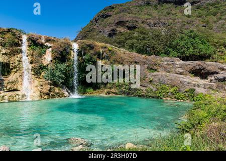 Turquoise waterfalls, Wadi Darbat, Salalah, Oman Stock Photo