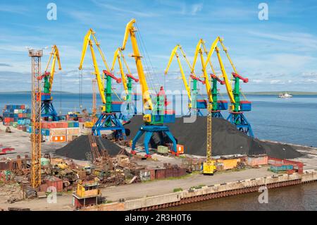 Siberian City of Anadyr Port, Chukotka Province, Russian Far East Stock Photo