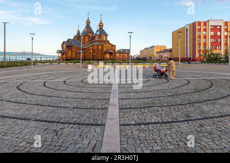 Holy Trinity Orthodox Cathedral, Siberian city of Anadyr, Chukotka Province, Russian Far East Stock Photo