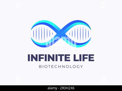 Infinite Life DNA Spiral Abstract Vector Sign, Symbol, Logo Template. Modern Technology, Medicine and Biotechnology Gradient Limitless Emblem with Stock Vector