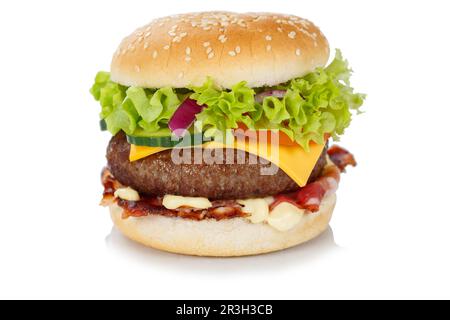 Hamburger cheeseburger fast food isolated on a white background Stock Photo