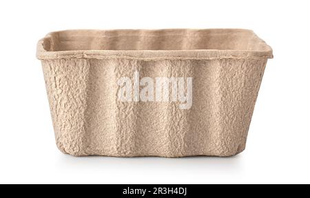 Molded recycled paper pulp protective packaging isolated on white with clipping path Stock Photo