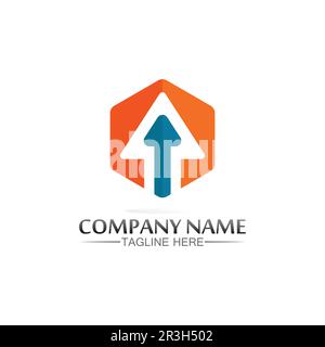 Arrow logo  design vector for music, media, play, digital audio and speed, finance, business template logo Stock Vector