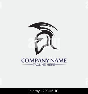 Spartan helmet, gladiator logo template vector icon design, head icon of warriors, soldier Stock Vector