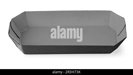 Black Paper food tray isolated on white background with clipping path Stock Photo