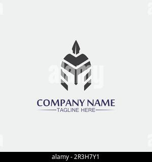 Spartan helmet, gladiator logo template vector icon design, head icon of warriors, soldier Stock Vector
