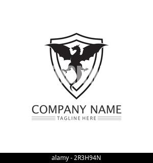 Dragon design logo vector icon illustration design logo template fantasy animals Stock Vector