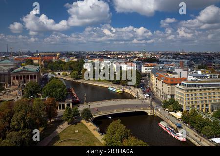 City panorama with the Friedrichs Bridge over the Spree, Berlin, Germany, Europe Stock Photo