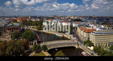 City panorama with the Friedrichs Bridge over the Spree, Berlin, Germany, Europe Stock Photo