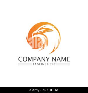 Falcon, eagle Logo and wings Template vector illustration design icon Stock Vector