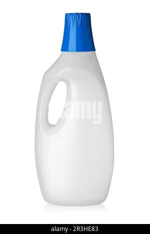Plastic bottle of washing powder isolated on white with clipping path Stock Photo