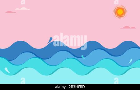 Colorful Geometric Sea Summer Background, poster, banner. Summer time fun concept design promotion design Stock Vector