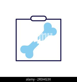 X-ray related vector line icon. Broken bone. Isolated on white background. Vector illustration. Editable stroke Stock Vector