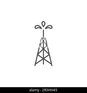 Oil rig related vector linear icon. Isolated on white background. Vector illustration. Editable stroke Stock Vector