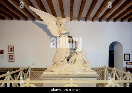 cenotafio de Wratislao Vivorny, escultura de Antonio Tantardini, Monasterio de Miramar,Valldemossa, Mallorca, balearic islands, Spain. Stock Photo