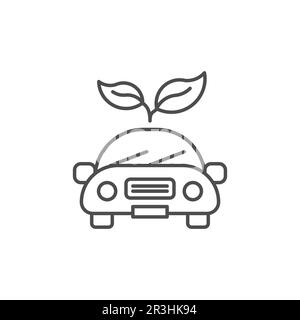 Eco car related vector linear icon. Eco friendly vehicle using biofuel thin line customizable illustration. Electric vehicle. Vector outline illustrat Stock Vector