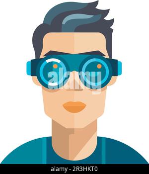 futuristic man wearing eyeglasses character Stock Vector