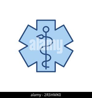 Emergency Star related vector line icon. Isolated on white background. Vector illustration. Editable stroke Stock Vector
