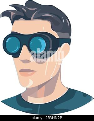 man adult wearing eyeglasses character Stock Vector