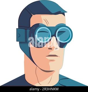 A futuristic man wearing protective eyewear Stock Vector