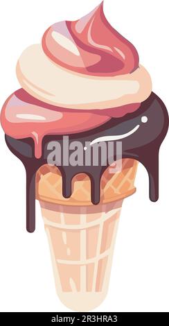 Ice cream sundae with chocolate sauce Stock Vector