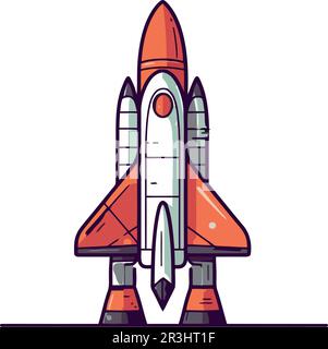 Flying spaceship symbolizes progress in space Stock Vector