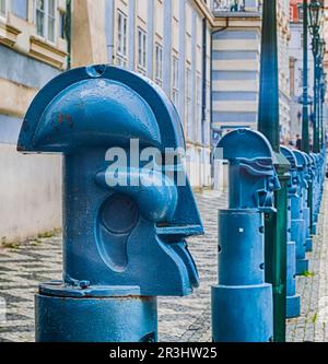 Bollards in Malostranske namesti in Prague Stock Photo