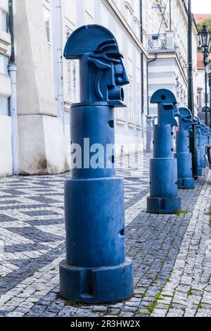 Bollards in Malostranske namesti in Prague Stock Photo