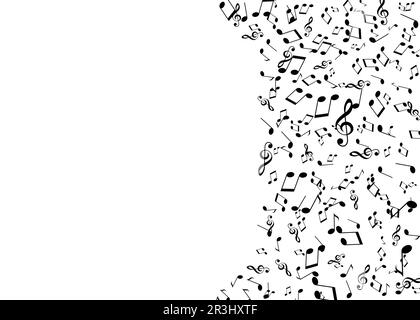 Many music notes and treble clefs falling on white background Stock ...