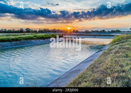 Bridge on channel for irrigation Stock Photo