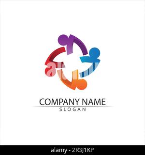 Community, network and social icon design template Stock Vector