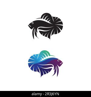 Fish animal aquatic logo beta fish design vector and illustration Stock Vector