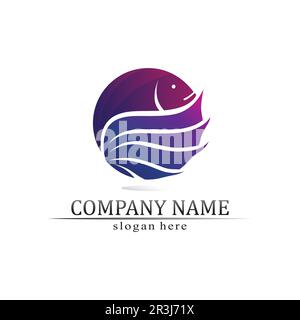 Fish animal aquatic logo beta fish design vector and illustration Stock Vector